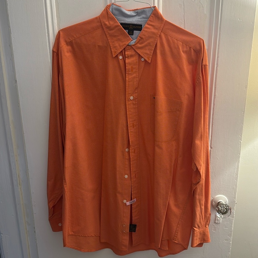 Men’s Orange Tommy Hilfiger Golf Button Down L